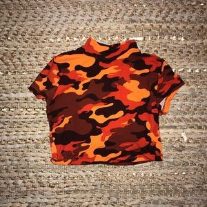 Orange camo crop top